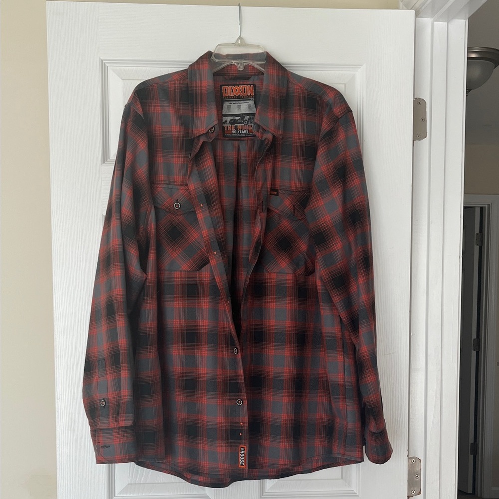 DIXXON The House Orange and Grey Plaid shirt